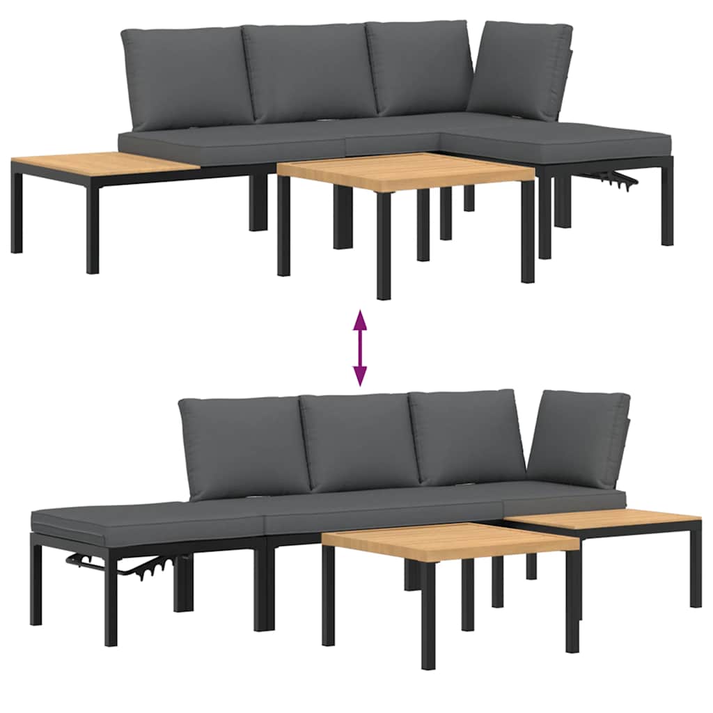 4-dijelni set vrtnih sofa s jastucima crni aluminijski
