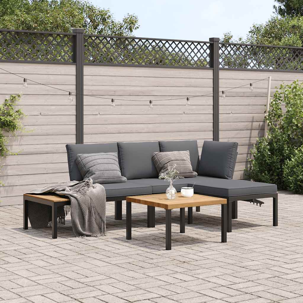 4-dijelni set vrtnih sofa s jastucima crni aluminijski