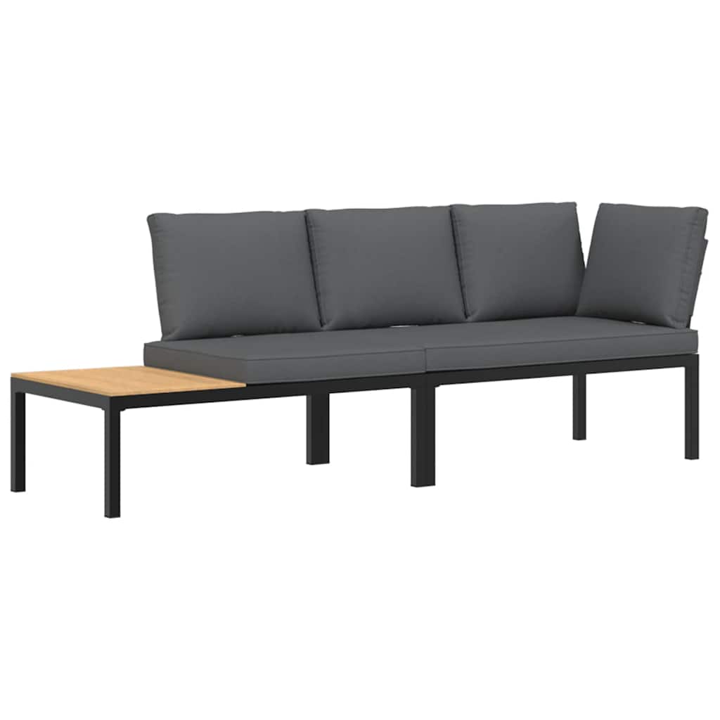 2-dijelni set vrtnih sofa s jastucima crni aluminijski