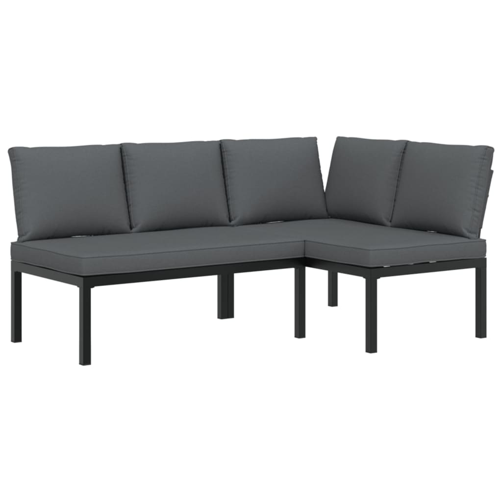 2-dijelni set vrtnih sofa s jastucima crni aluminijski