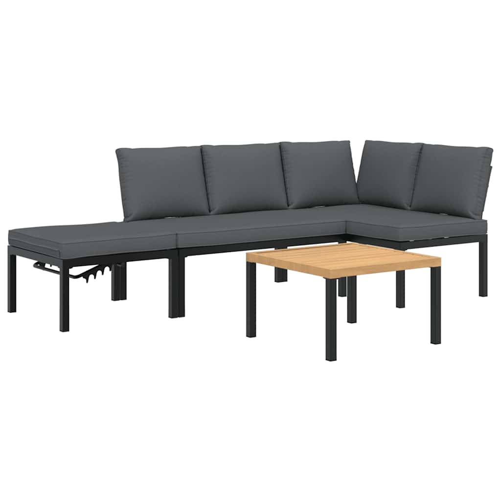 4-dijelni set vrtnih sofa s jastucima crni aluminijski