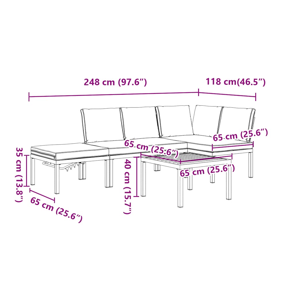 4-dijelni set vrtnih sofa s jastucima crni aluminijski