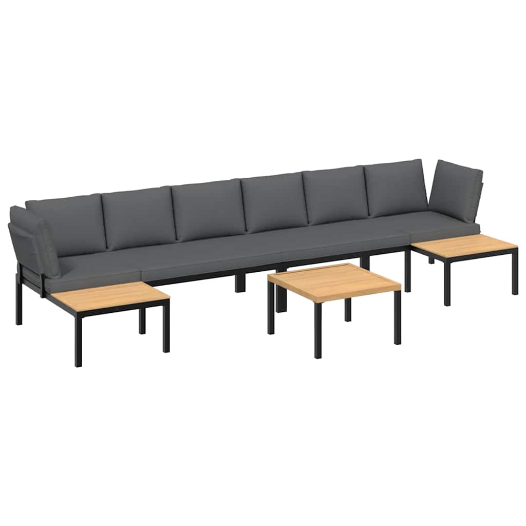 5-dijelni set vrtnih sofa s jastucima crni aluminijski