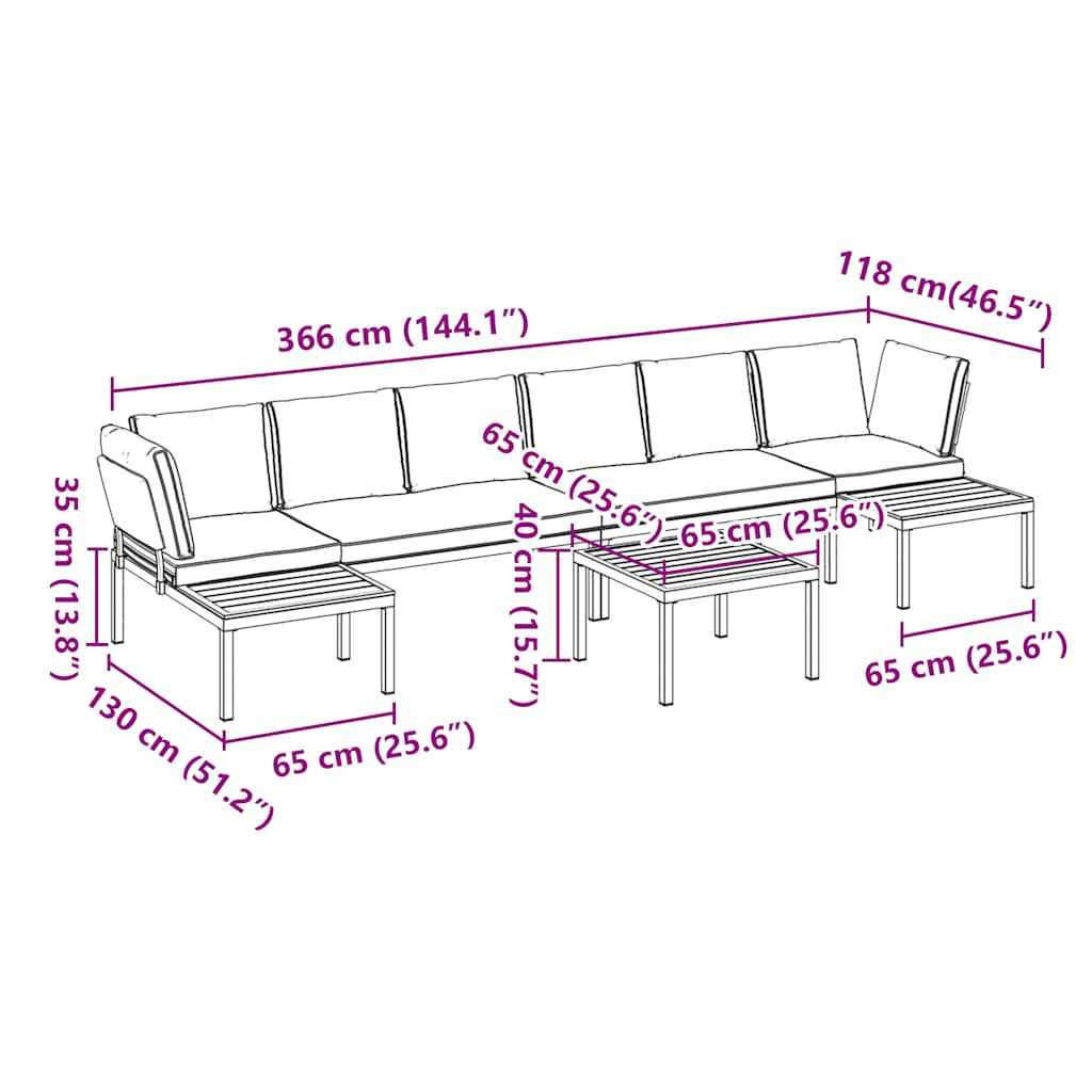 5-dijelni set vrtnih sofa s jastucima crni aluminijski