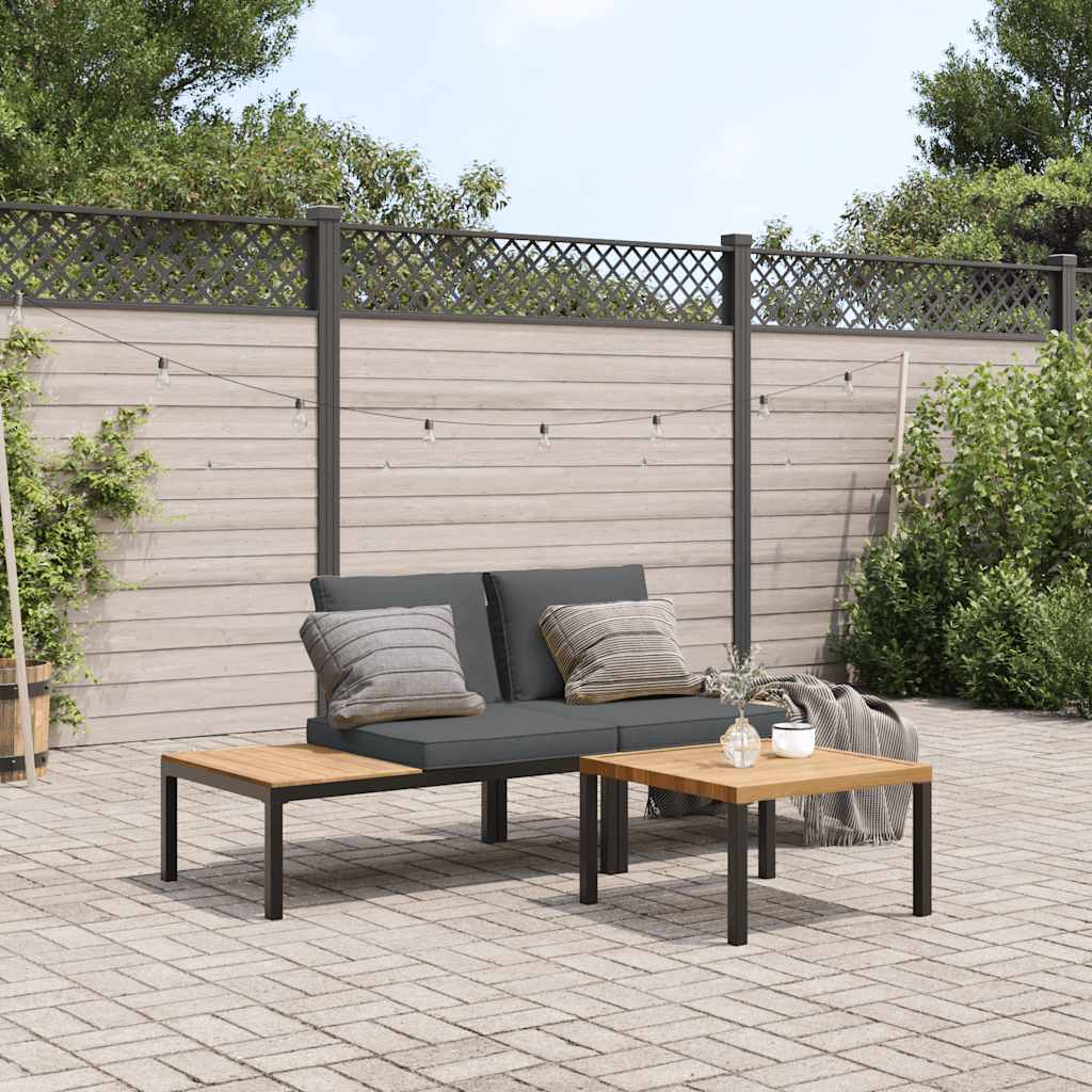 3-dijelni set vrtnih sofa s jastucima crni aluminijski