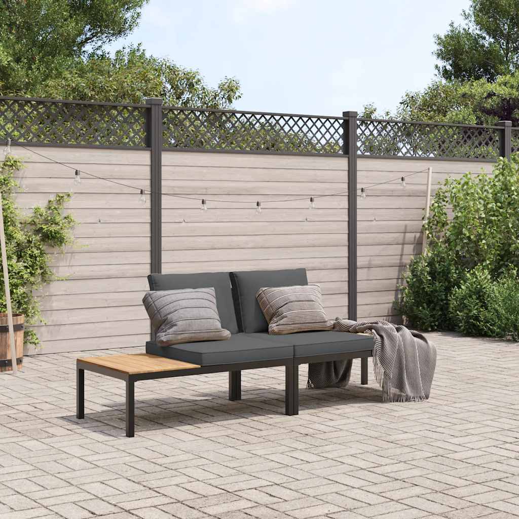 2-dijelni set vrtnih sofa s jastucima crni aluminijski