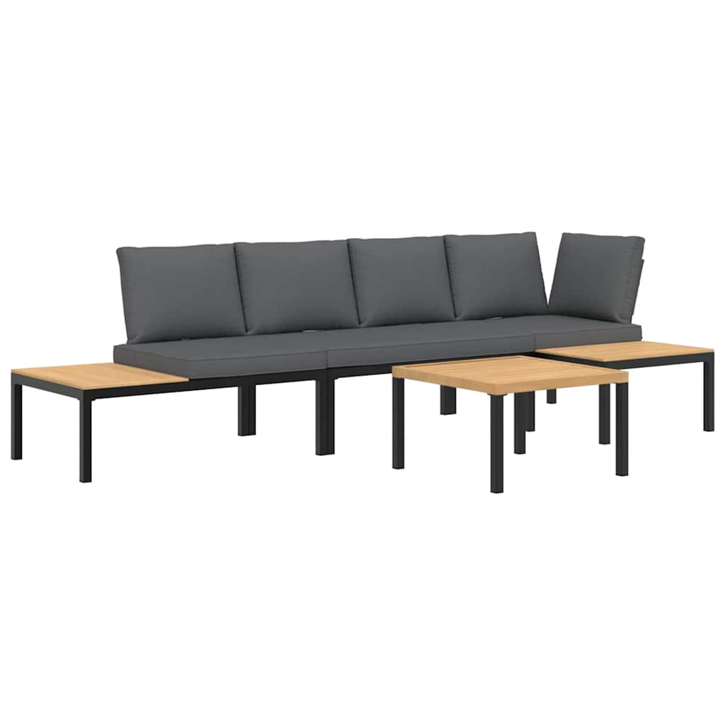 4-dijelni set vrtnih sofa s jastucima crni aluminijski