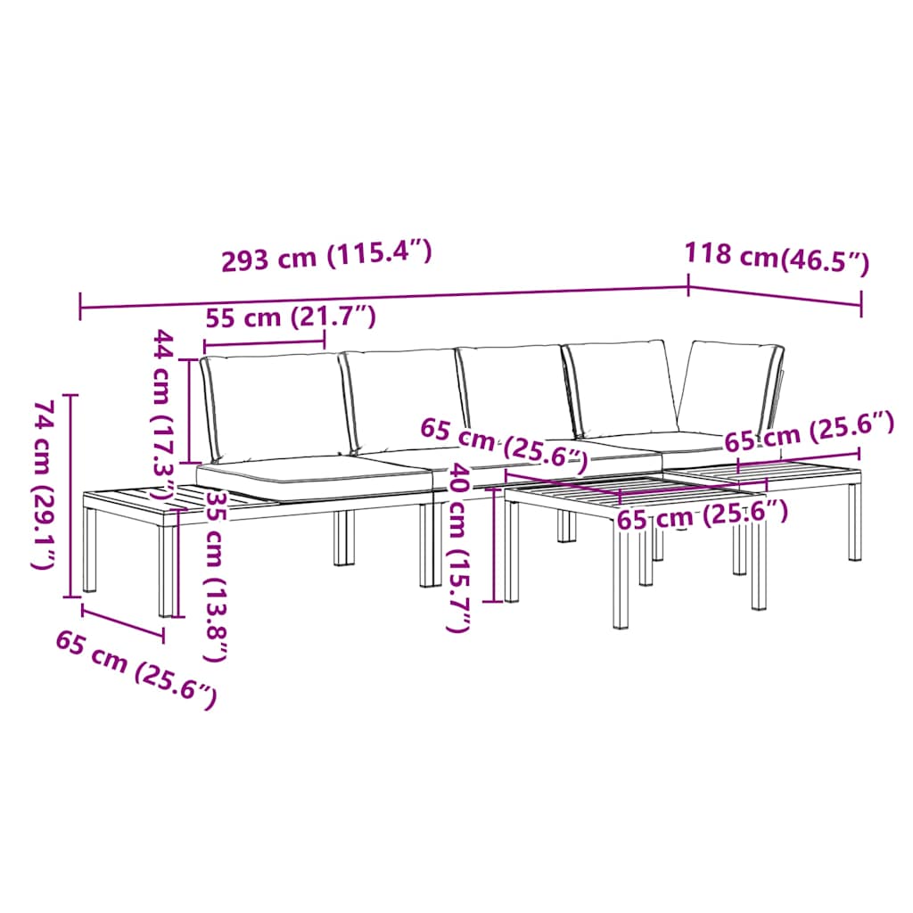 4-dijelni set vrtnih sofa s jastucima crni aluminijski