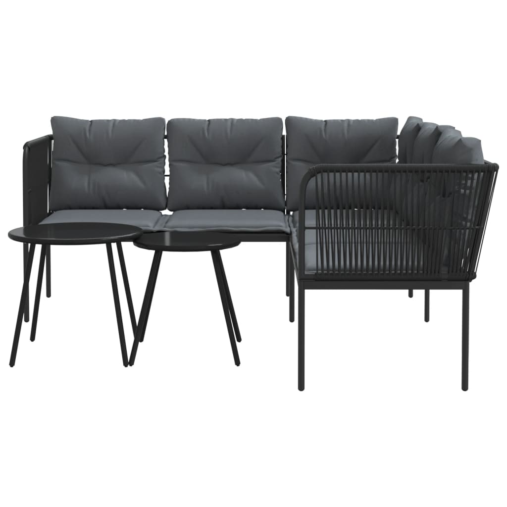 Set vrtnih sofa s jastucima crni od čelika i tekstilena
