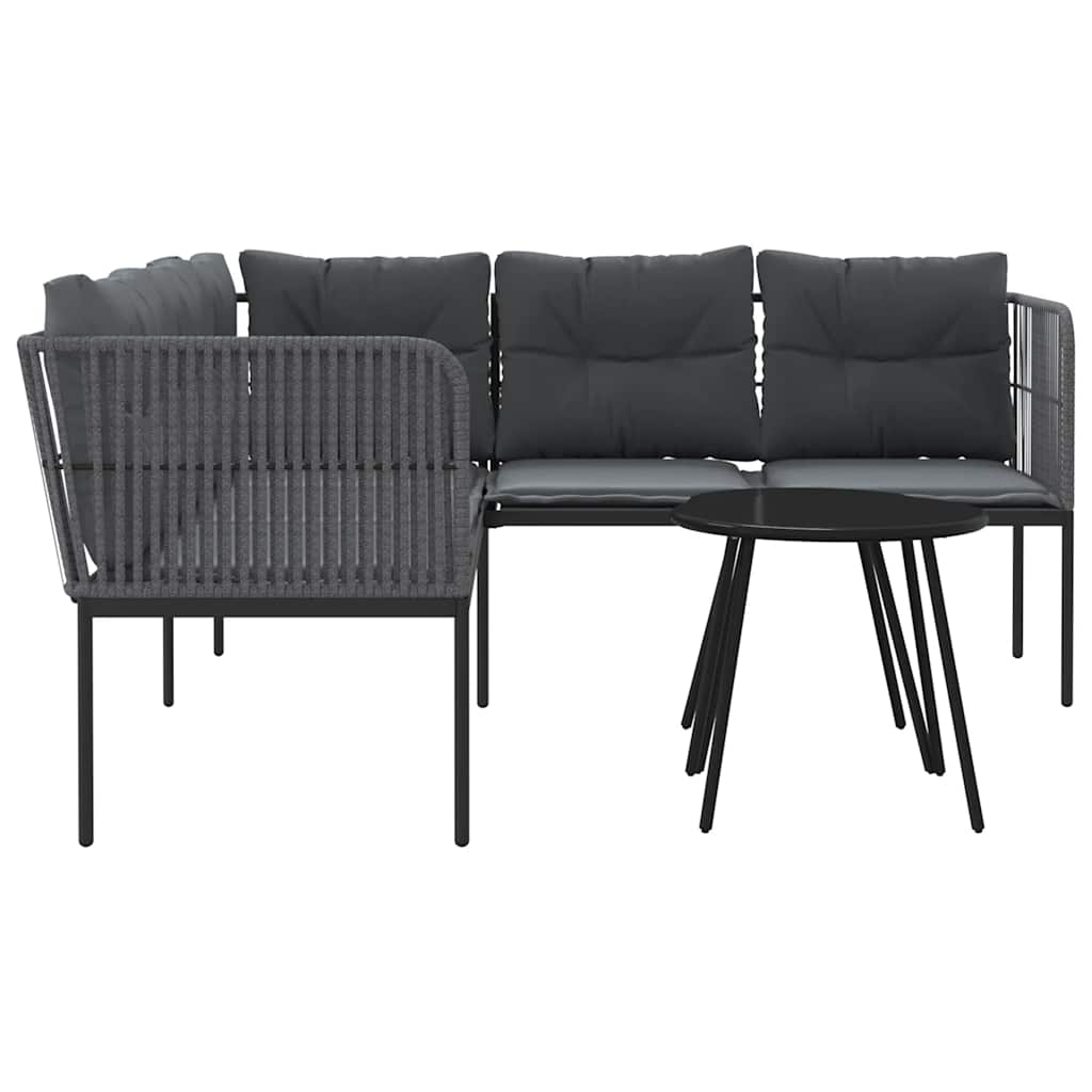 Set vrtnih sofa s jastucima crni od čelika i tekstilena