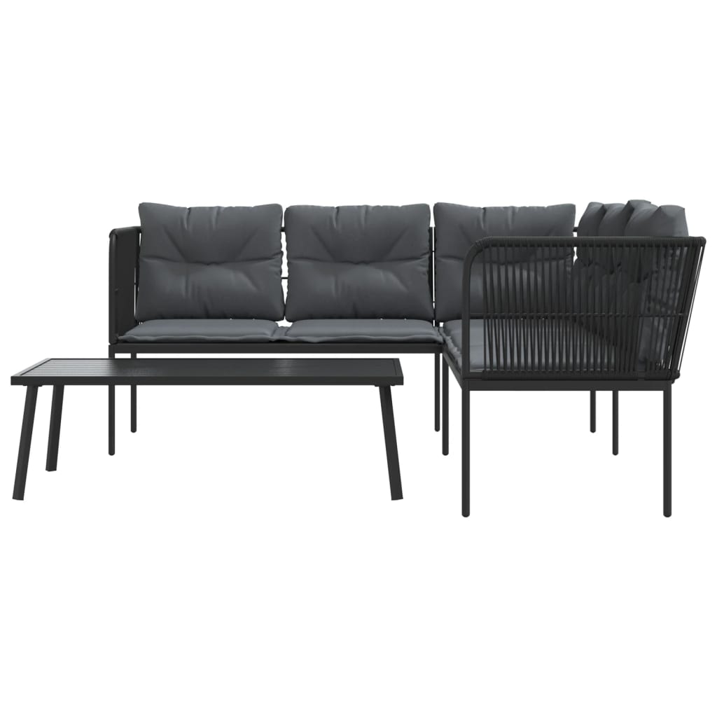 Set vrtnih sofa s jastucima crni od čelika i tekstilena