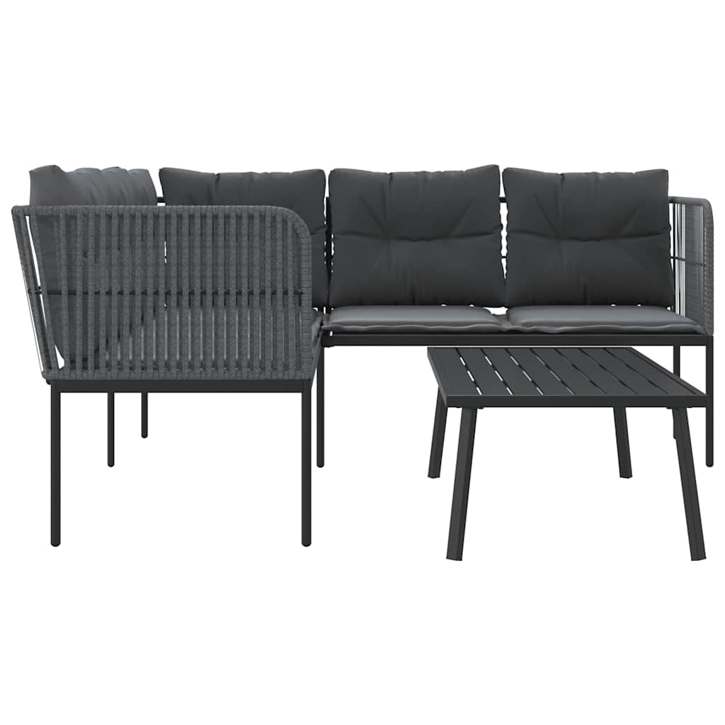 Set vrtnih sofa s jastucima crni od čelika i tekstilena