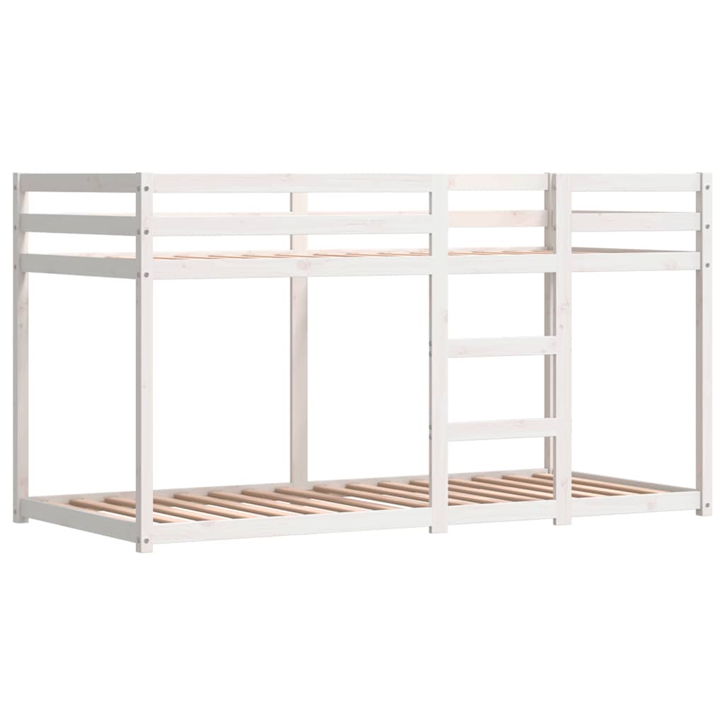 Krevet na kat sa zavjesama bijelo-crni 90 x 200 cm od borovine