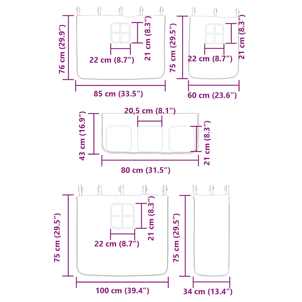 Krevet na kat sa zavjesama bijelo-crni 80 x 200 cm od borovine
