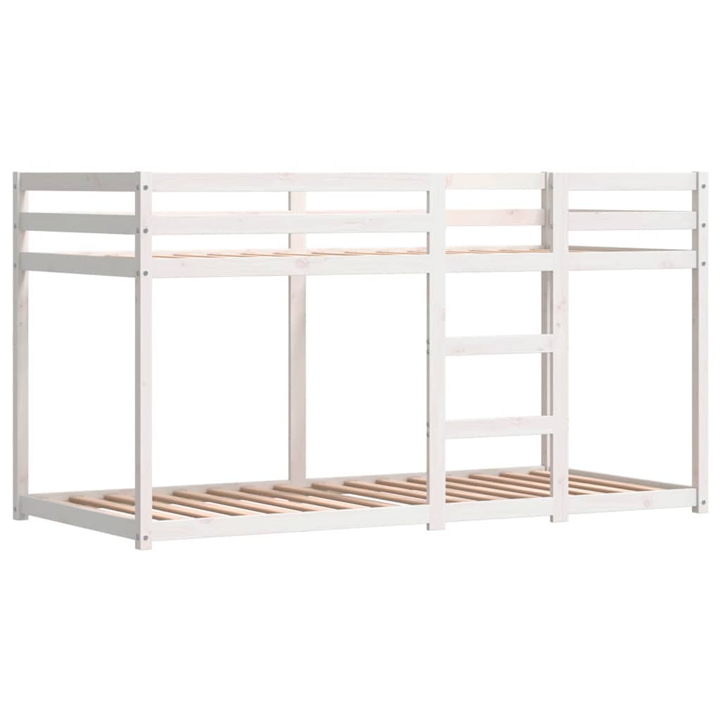 Krevet na kat sa zavjesama bijelo-crni 90 x 190 cm od borovine