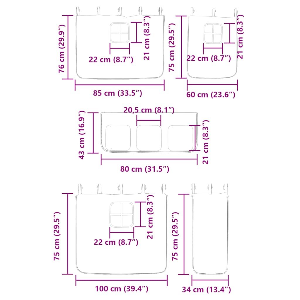 Krevet na kat sa zavjesama plavi 90x190 cm od masivne borovine