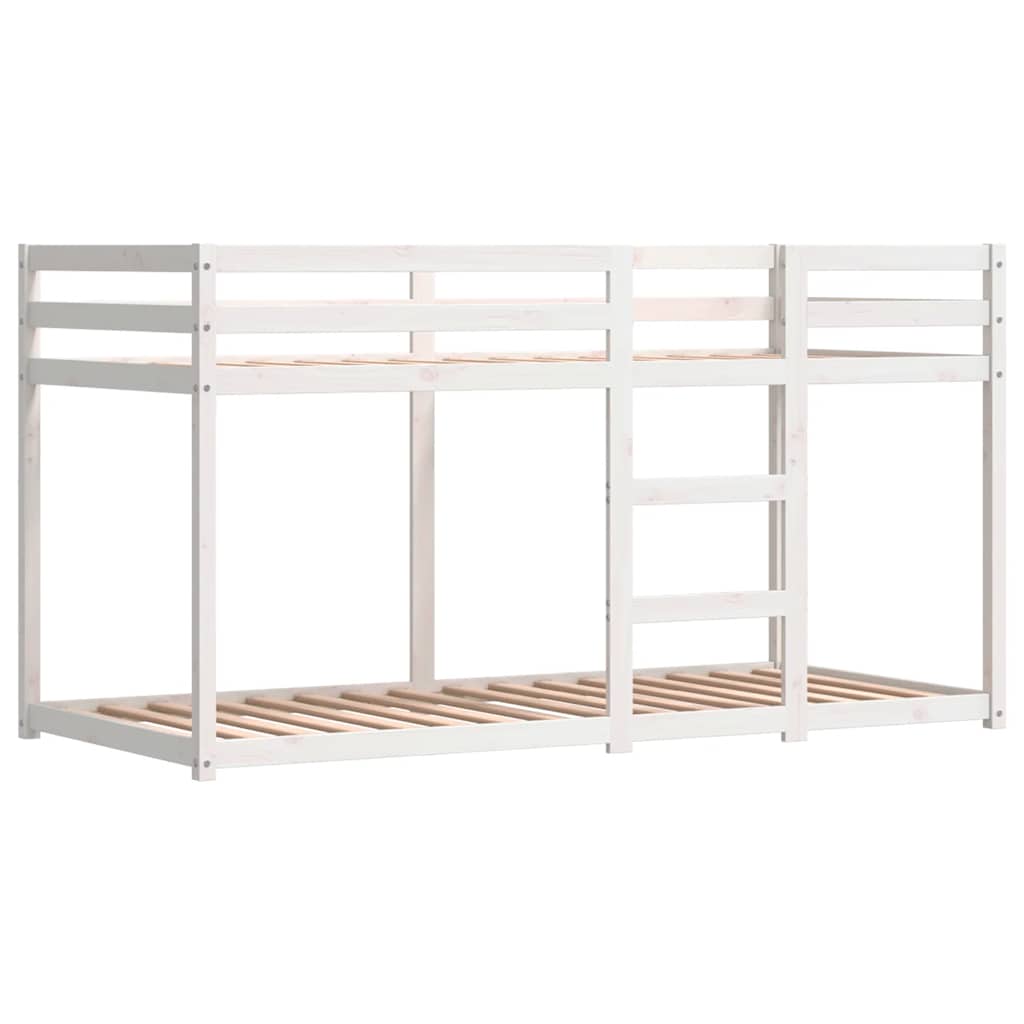Krevet na kat sa zavjesama bijelo-crni 80 x 200 cm od borovine