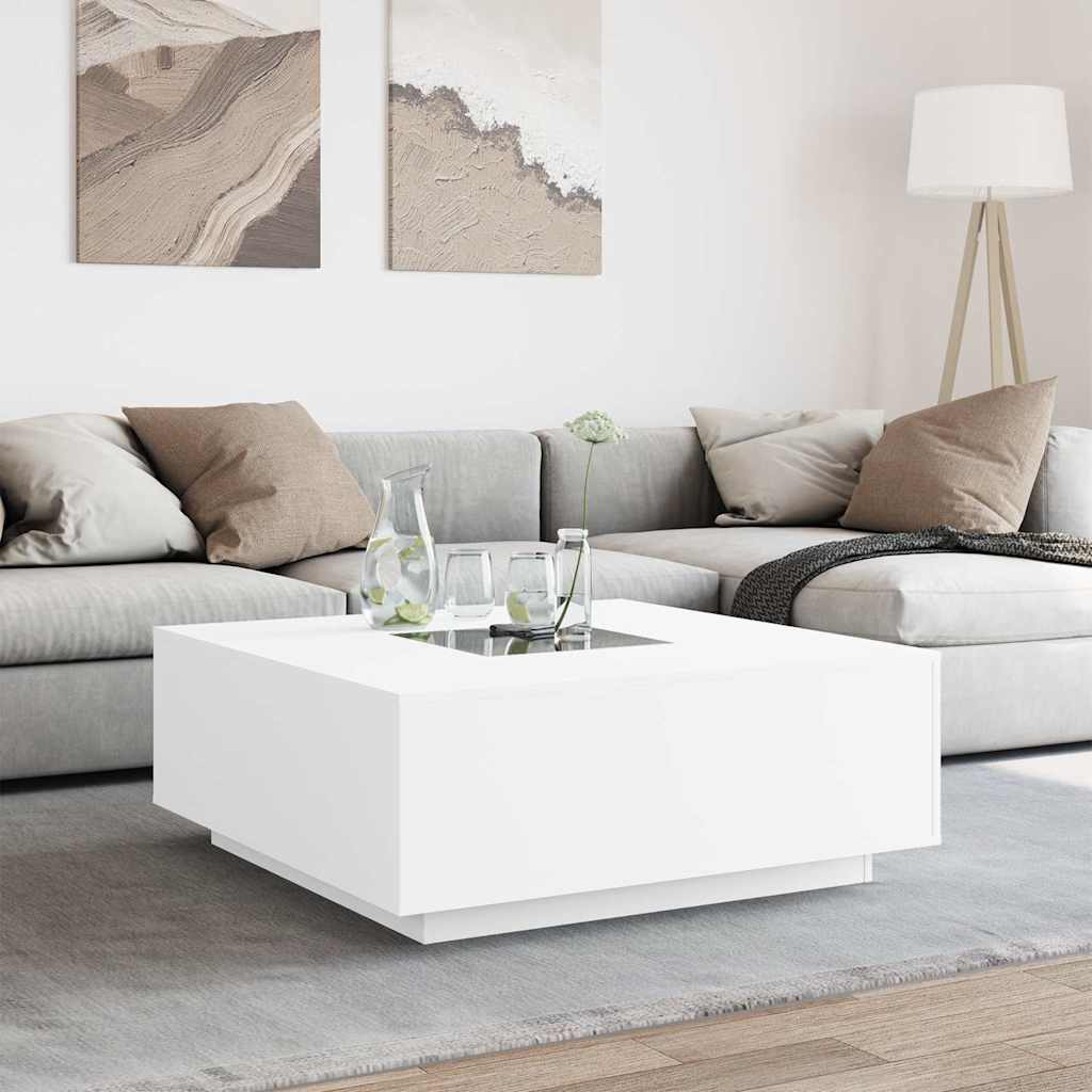 Stolić za kavu s beskonačnim LED svjetlima bijeli 100x100x40 cm