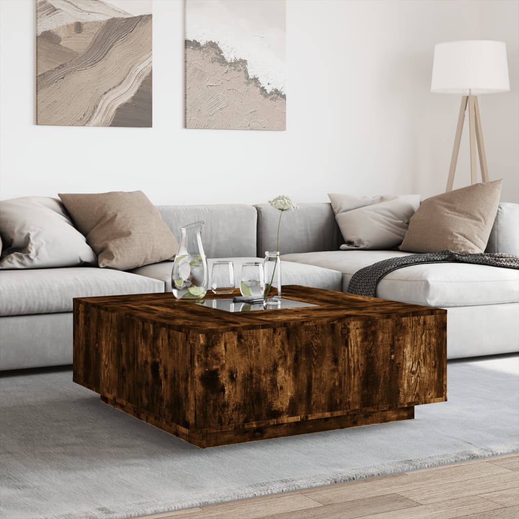 Stolić s beskonačnim LED svjetlima boja hrasta 100x100x40 cm