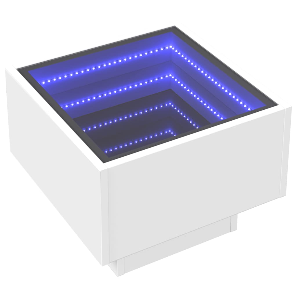 Noćni ormarić s beskonačnim LED svjetlima bijeli 40x40x30 cm