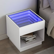 Noćni ormarić s beskonačnim LED svjetlima bijeli 50x50x50 cm