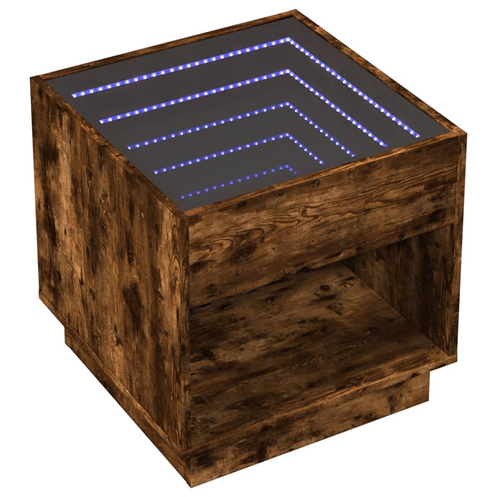 Noćni ormarić s beskonačnim LED boja hrasta 50x50x50 cm