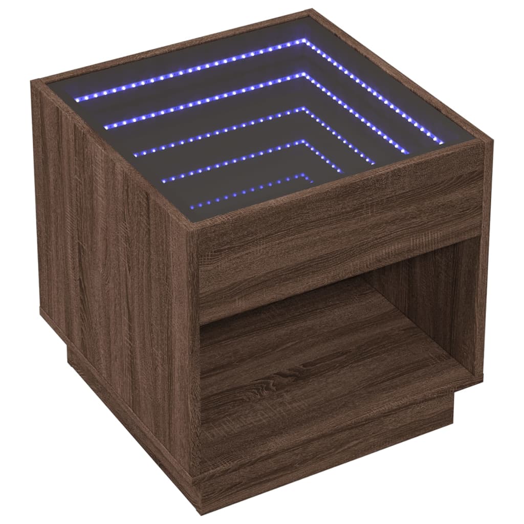 Noćni ormarić s beskonačnim LED boja smeđeg hrasta 50x50x50 cm