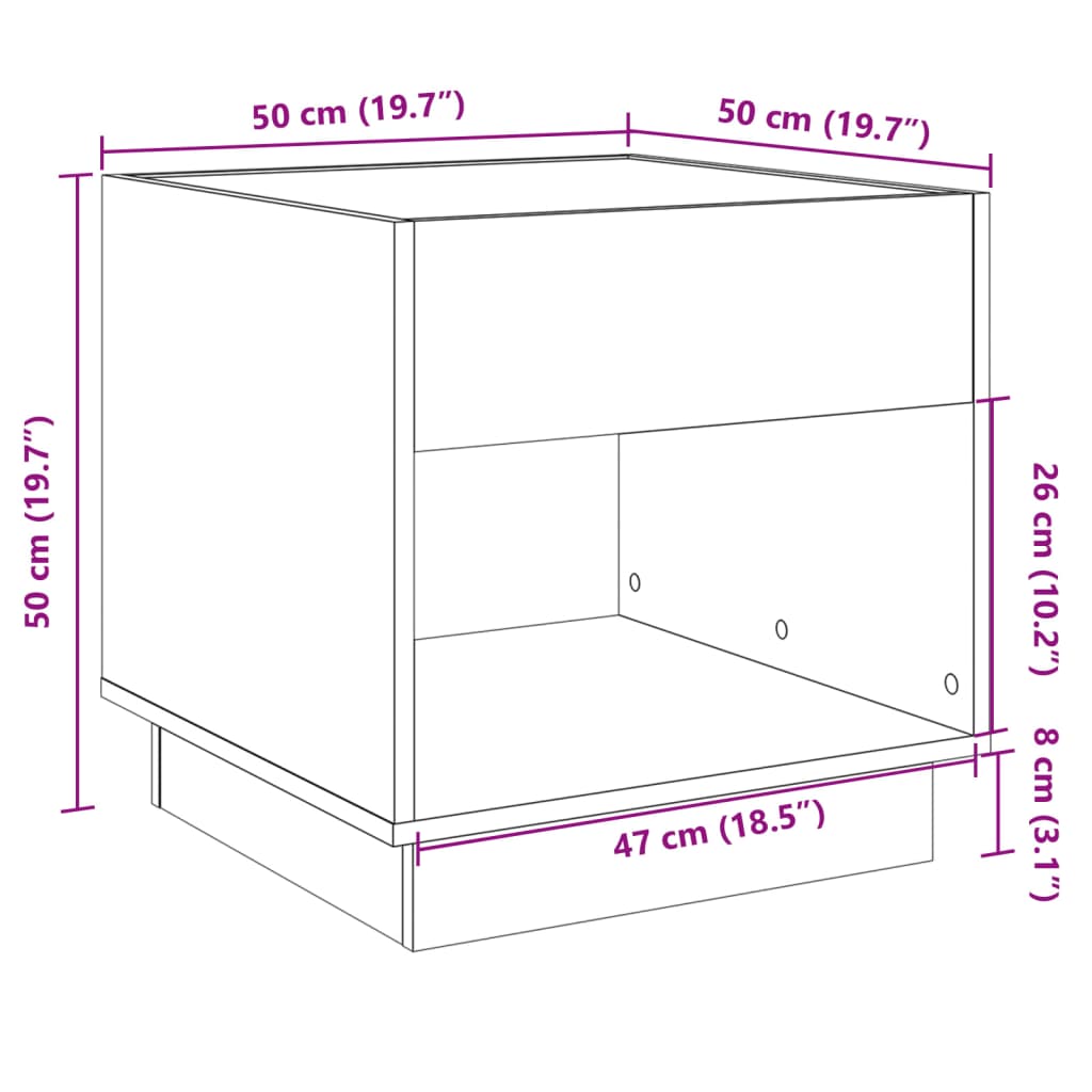 Noćni ormarić s beskonačnim LED boja smeđeg hrasta 50x50x50 cm