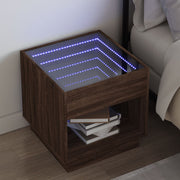 Noćni ormarić s beskonačnim LED boja smeđeg hrasta 50x50x50 cm