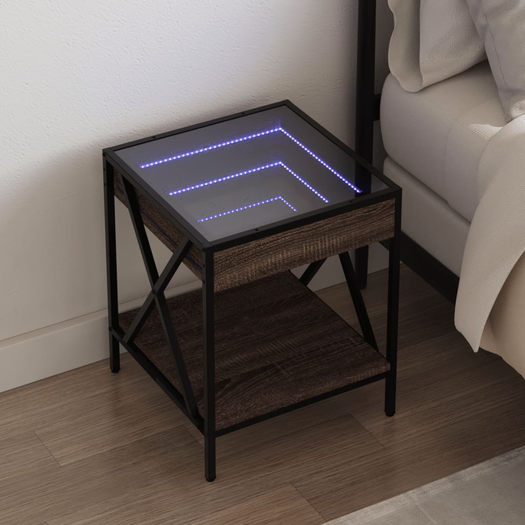 Noćni ormarić s beskonačnim LED boja smeđeg hrasta 40x40x49 cm
