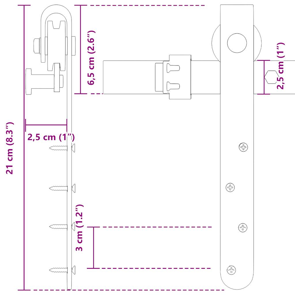 Komplet kliznih vrata ormarića 152 cm ugljični čelik