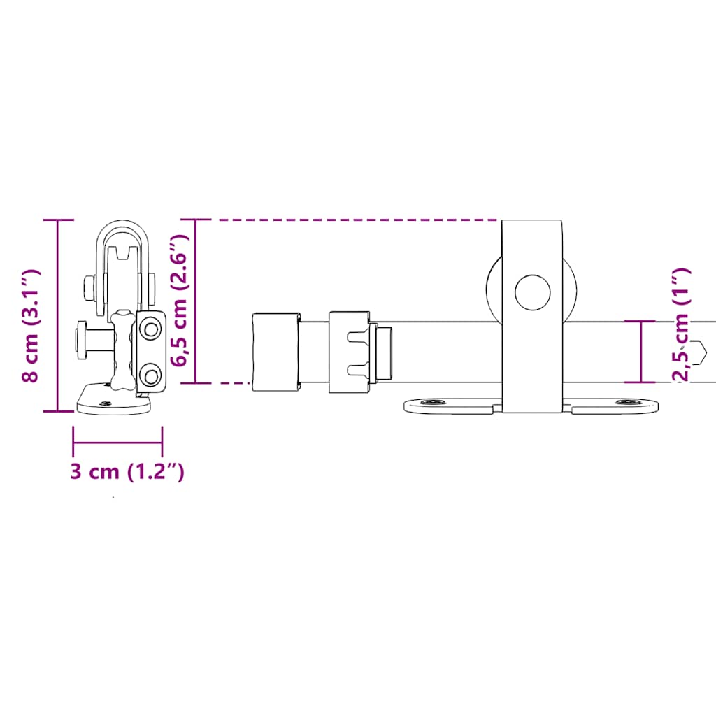 Komplet kliznih vrata ormarića 91 cm ugljični čelik