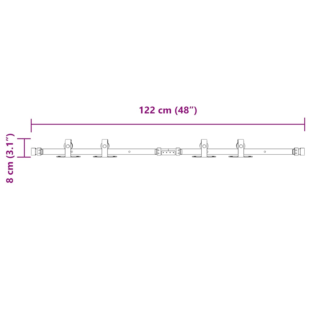 Komplet kliznih vrata ormarića 122 cm ugljični čelik