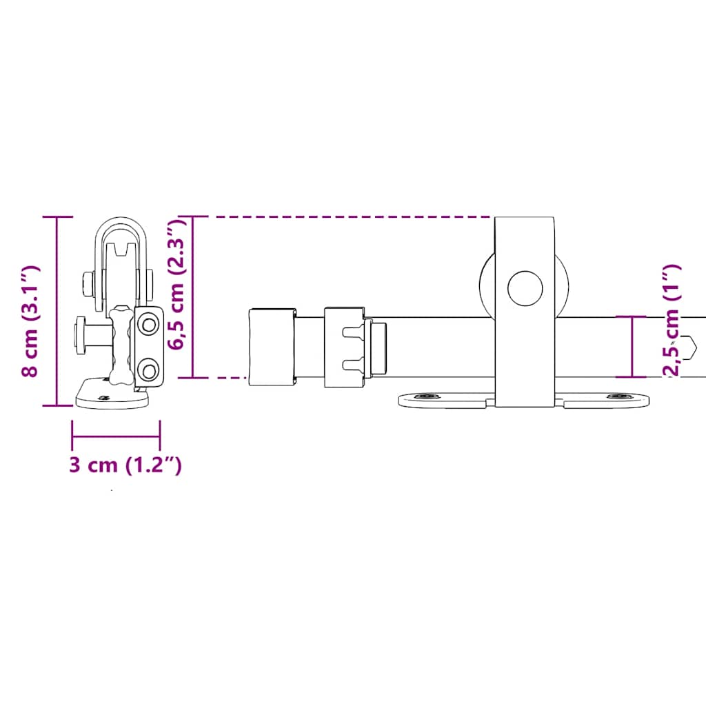 Komplet kliznih vrata ormarića 213 cm ugljični čelik