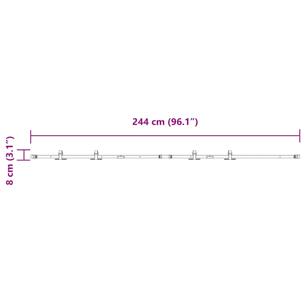 Komplet kliznih vrata ormarića 244 cm ugljični čelik