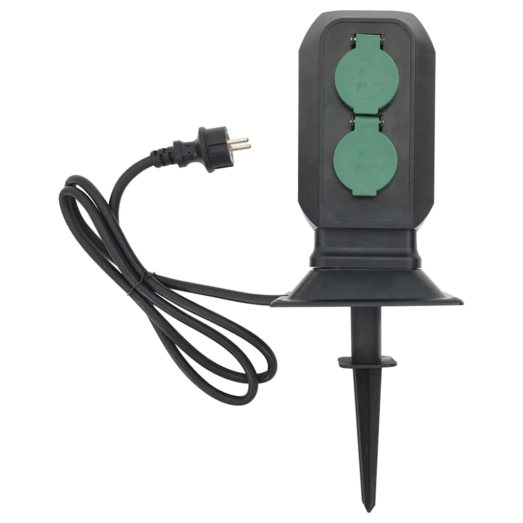 Vanjska utičnica sa šiljkom 4-smjerna crno-zelena 15,5x11x24 cm