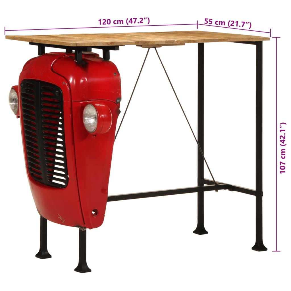 Barski stol u obliku traktora crveno-smeđi 55x120x107 cm drveni