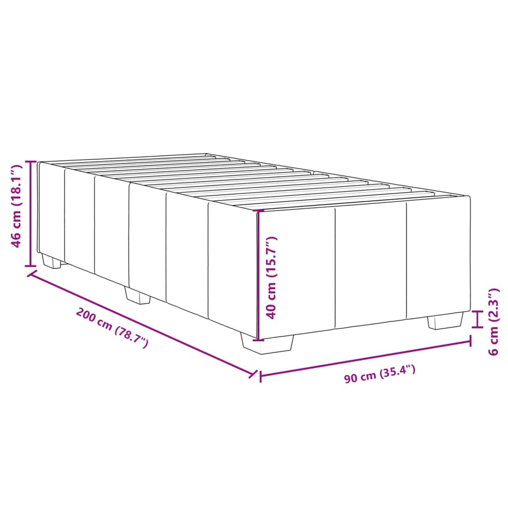 Okvir za krevet bez madraca krem 90x200cm od tkanine