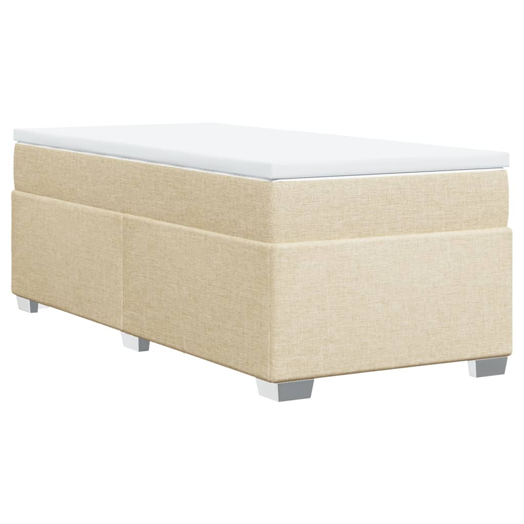 Krevet s oprugama i madracem krem 90 x 190 cm od tkanine