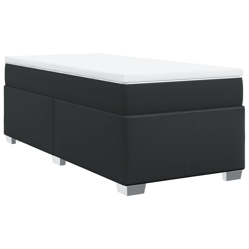 Krevet s oprugama i madracem crni 80 x 200 cm od umjetne kože