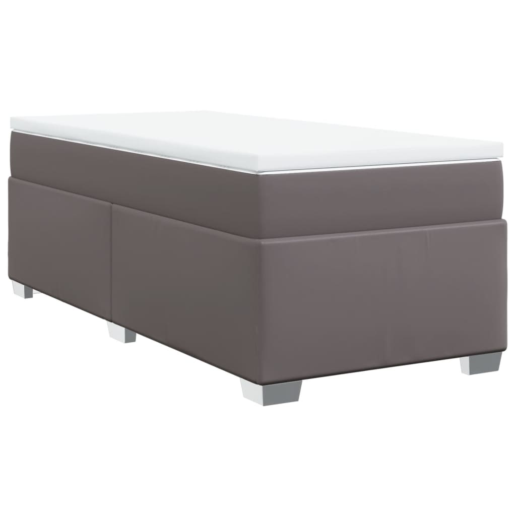 Krevet s oprugama i madracem sivi 80 x 200 cm od umjetne kože