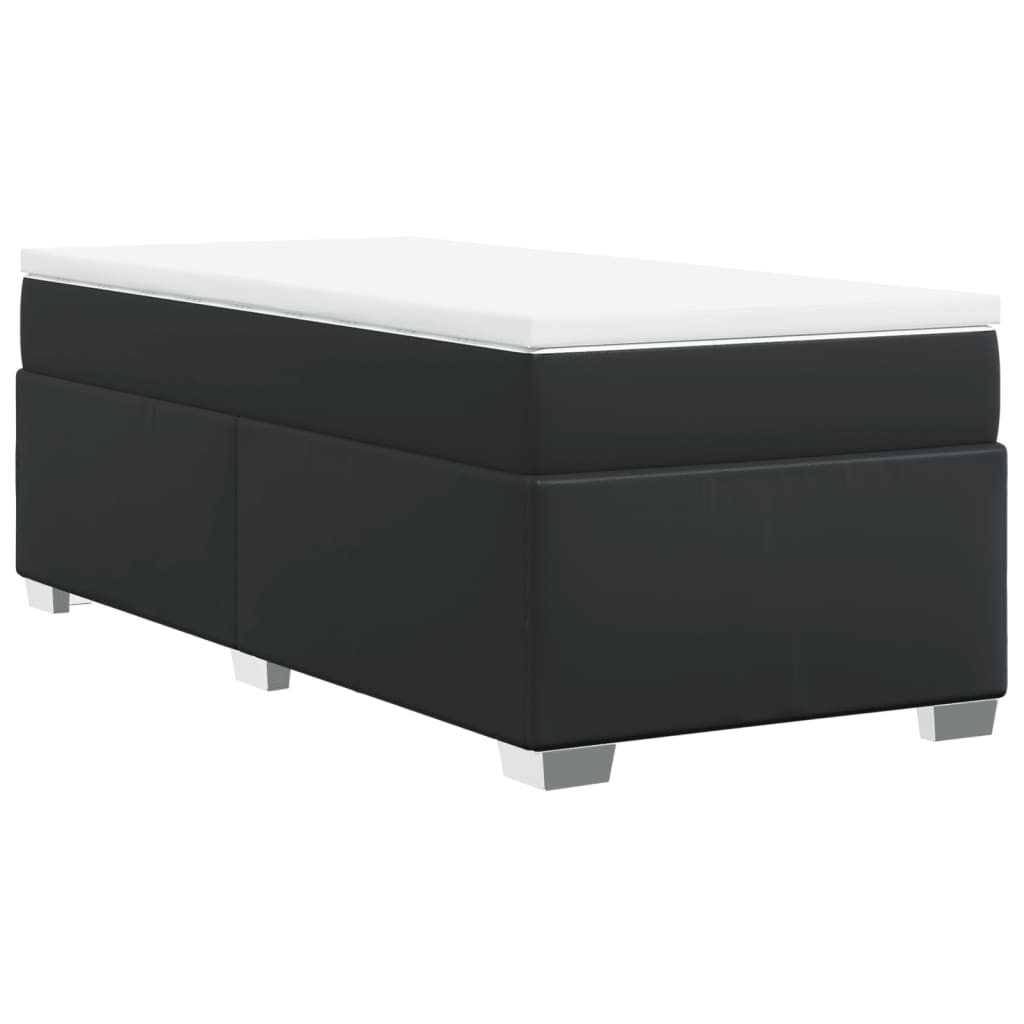 Krevet s oprugama i madracem crni 90x190 cm od umjetne kože