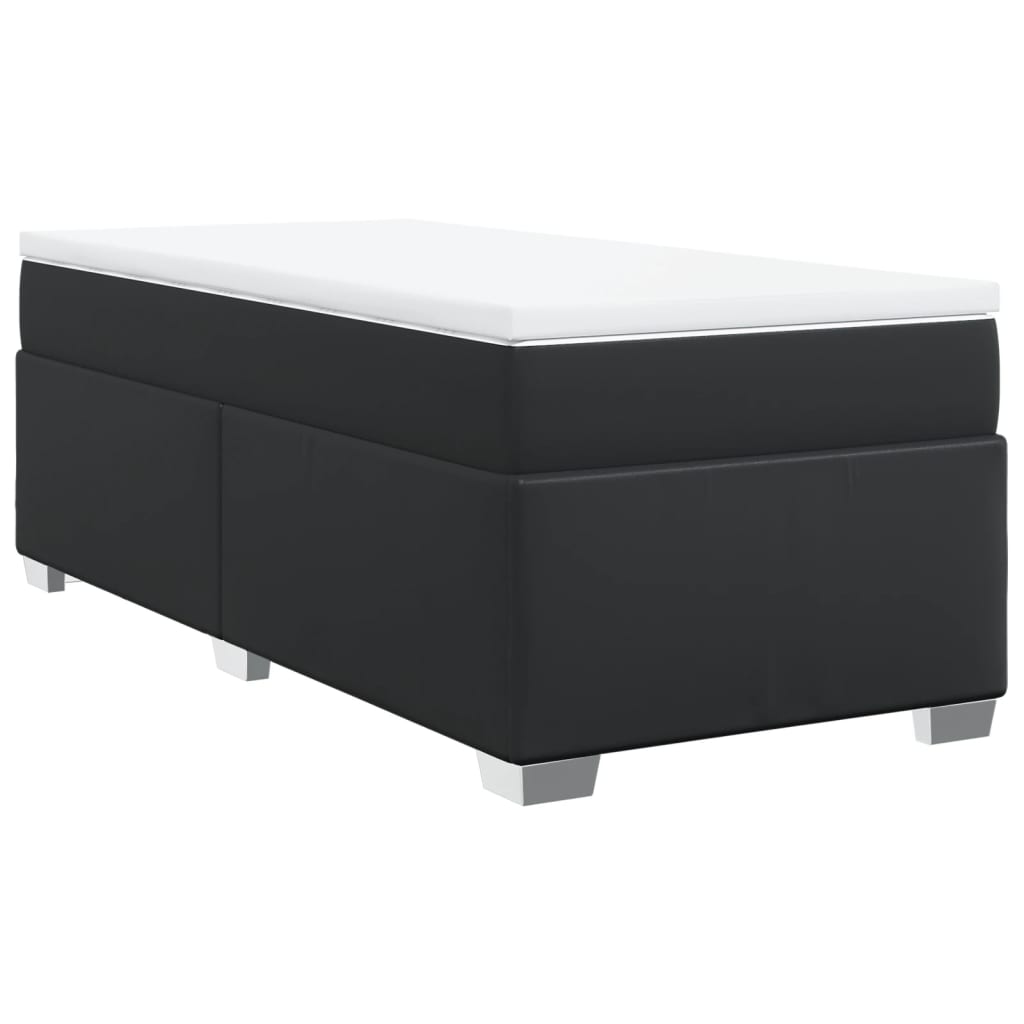 Krevet s oprugama i madracem crni 90 x 200 cm od umjetne kože