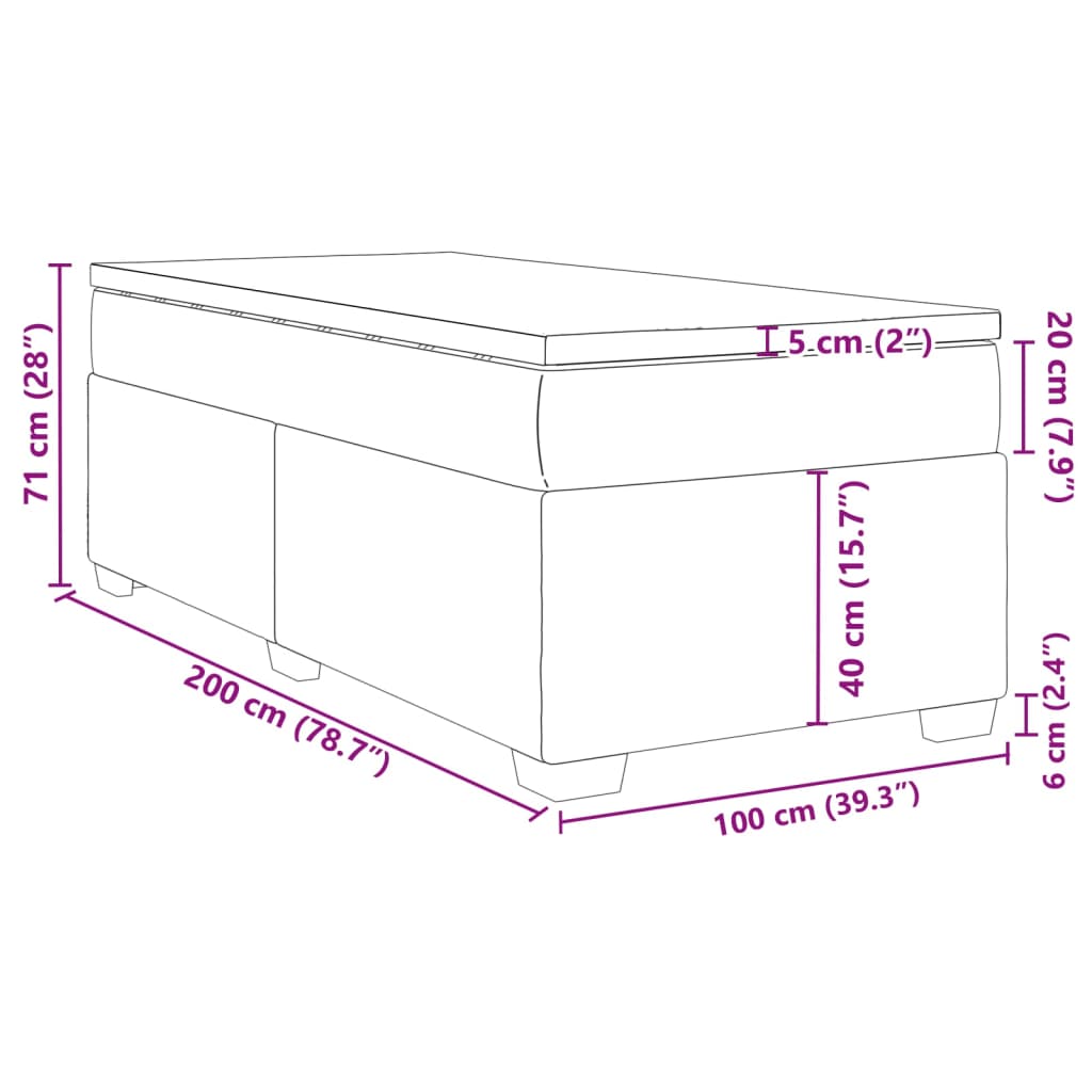 Krevet s oprugama i madracem sivi 100x200 cm od umjetne kože