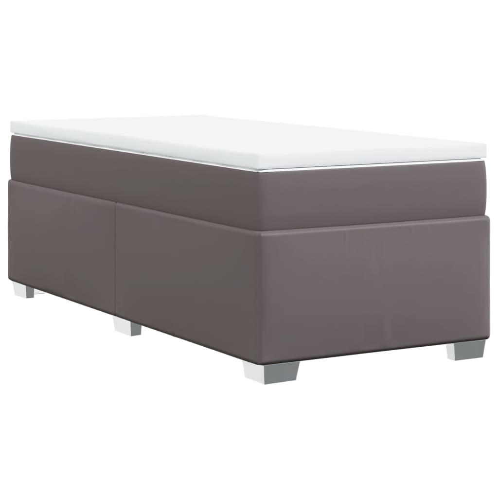 Krevet s oprugama i madracem sivi 100x200 cm od umjetne kože