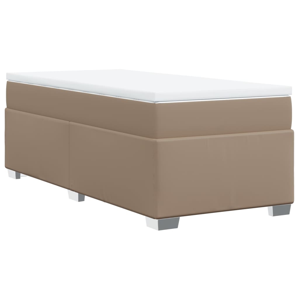 Krevet s oprugama i madrac cappuccino 100x200cm od umjetne kože