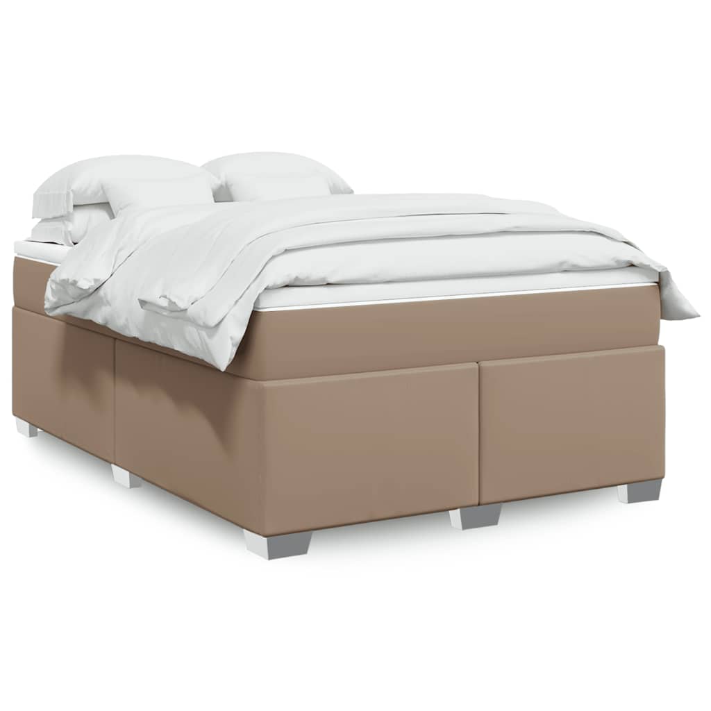 Krevet s oprugama i madrac cappuccino 140x190cm od umjetne kože