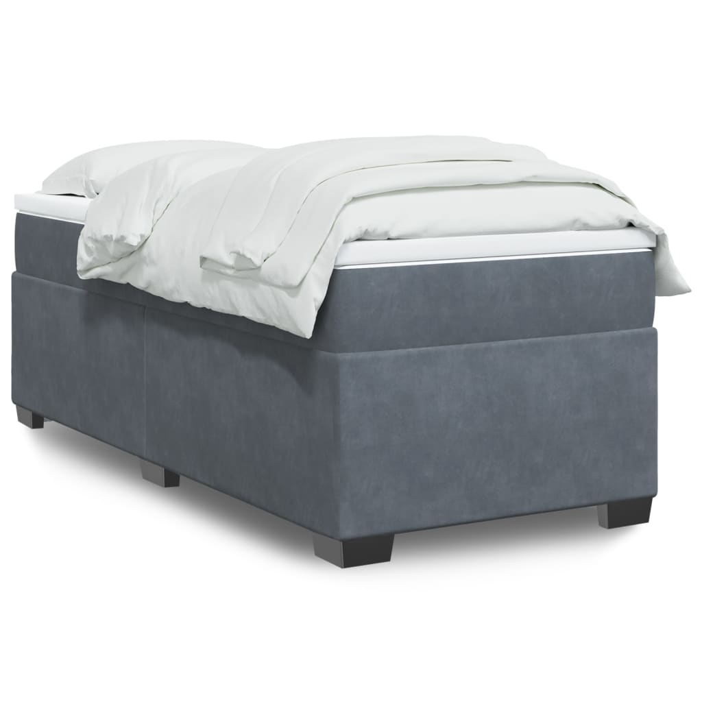 Box spring krevet s madracem tamnosivi 80 x 200 cm baršunasti