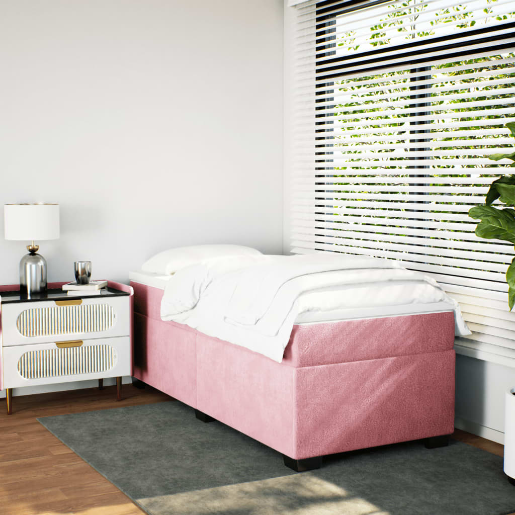 Box spring krevet s madracem ružičasti 80 x 200 cm baršunasti