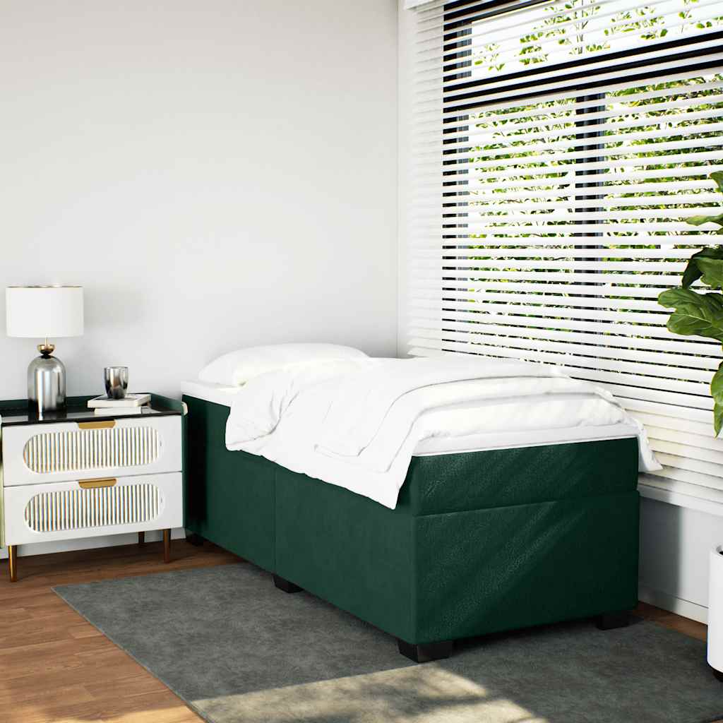 Box spring krevet s madracem tamnozeleni 90x190 cm baršunasti